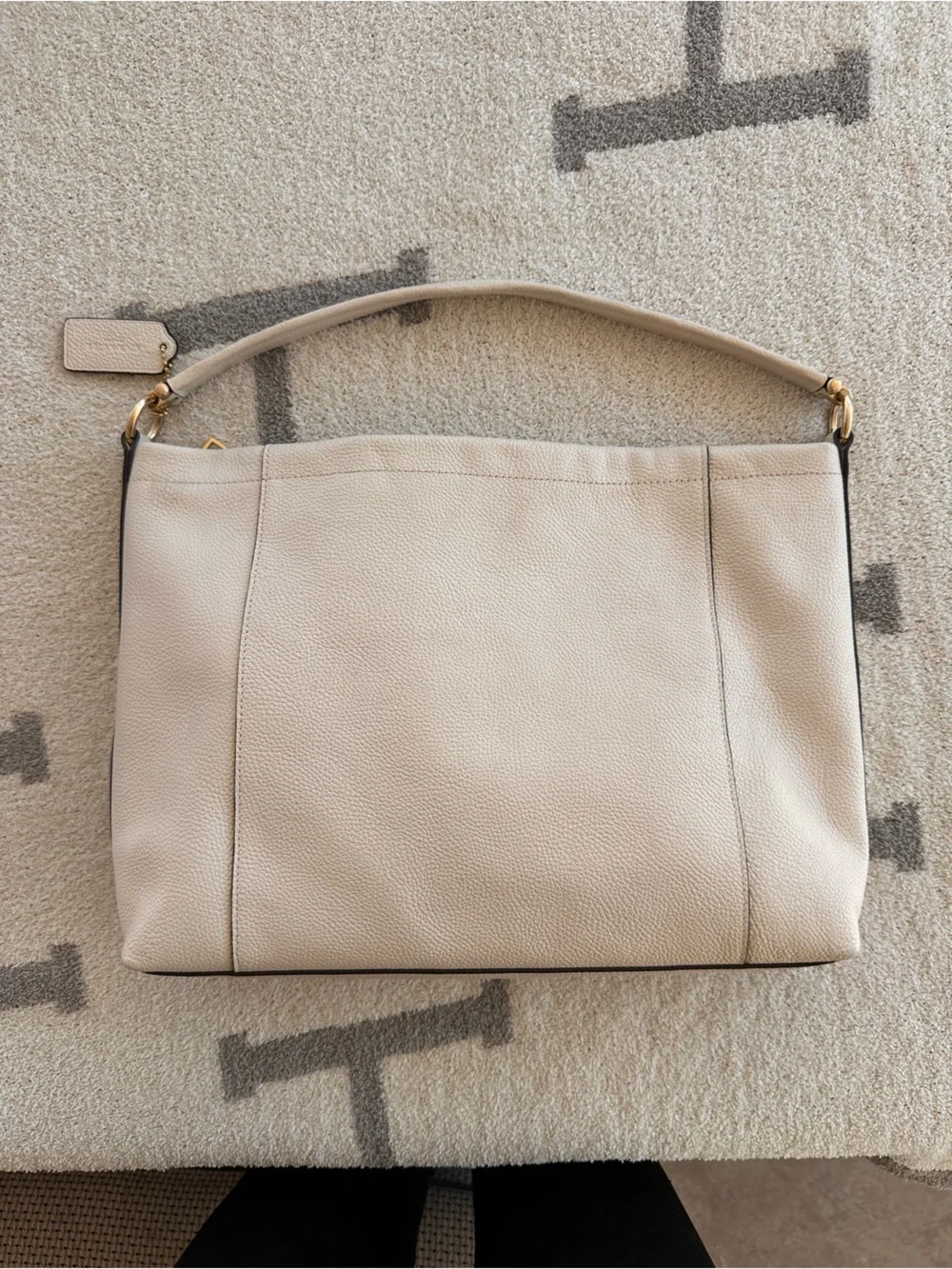 Coach Pebbled Leather Shoulder Bag in Cream with Gold Hardware 2022 scout hobo